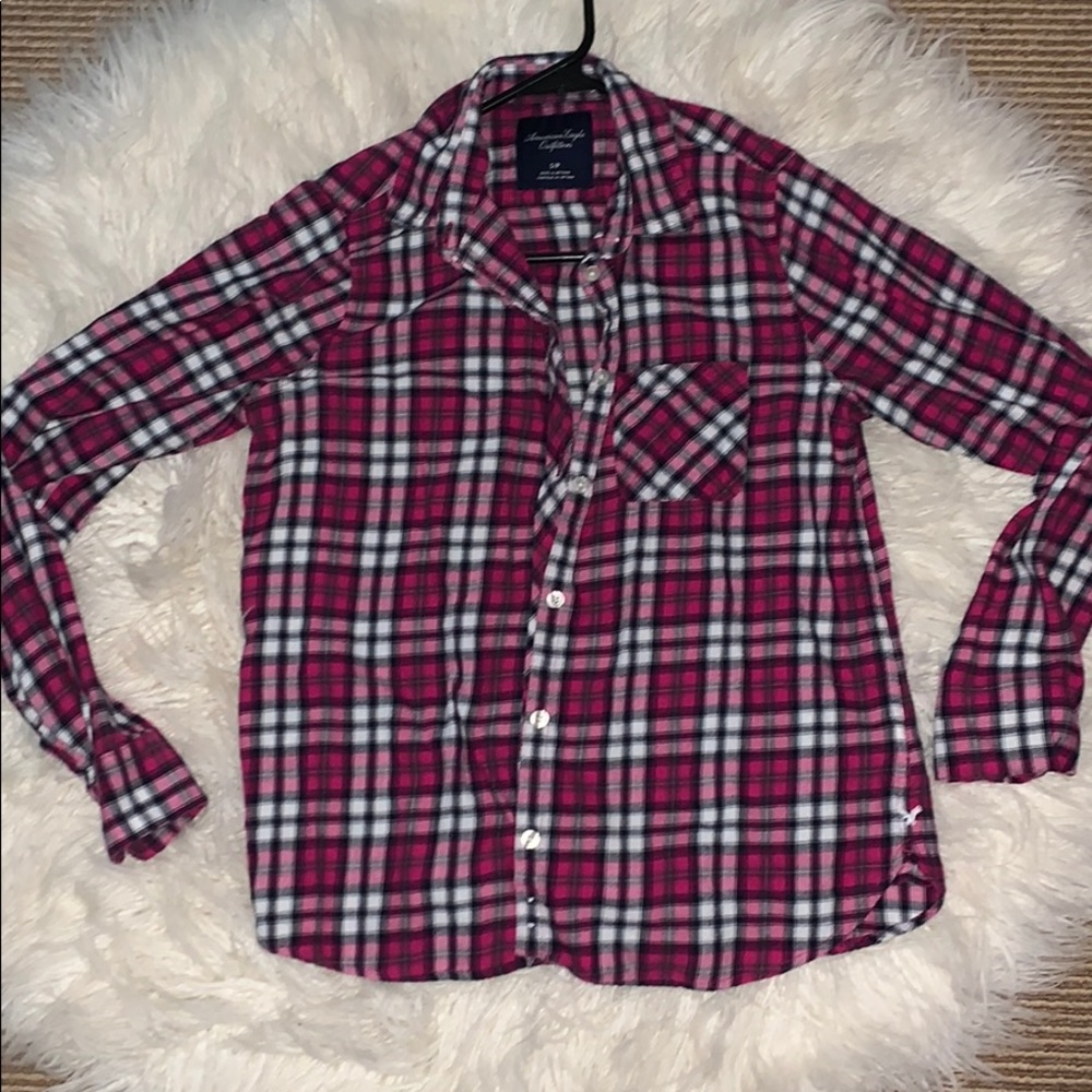 Pink and white flannel